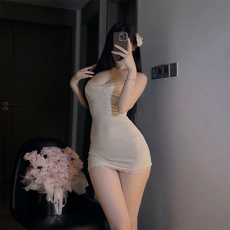 Váy Ngủ Ôm Body Tôn Dáng Phối Ren Siêu Xinh Gợi Cảm Đầm 2 Dây Mặc Nhà Xẻ Ngực Sang Chảnh Quyến Rũ - N258 Màu Be 8 vn 11134207 7ras8 m3btzukpf8vw21