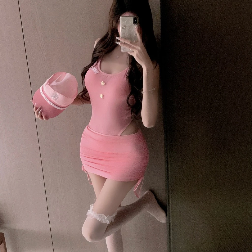 Đồ Ngủ Liền Thân Kèm Chân Váy Ôm Rút Hông Siêu Xinh Quyến Rũ Bodysuits Hở Lưng Hồng Dịu Dàng Đáng Yêu - N283 15 vn 11134207 81ztc