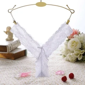 Quần Lót Ren Mềm Mịn Lọt Khe Siêu Mỏng Sexy Gợi Cảm Sịp Nữ Chữ Y Họa Tiết Hoa Quyến Rũ - T302 Trắng