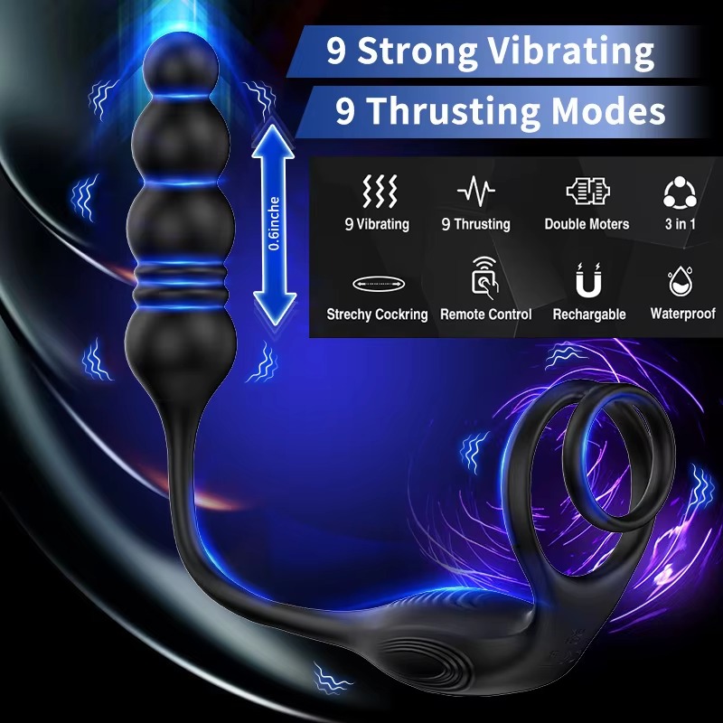 Plug Thụt Rung 3 Điểm Kết Hợp Vòng Rung Dương Vật 8 Plug Thụt Rung 3 Điểm Kết Hợp Vòng Rung Dương Vật