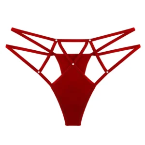 Quần Lót Lọt Khe Sexy Lưng Cao Đính Hạt Quyến Rũ Hottie Quần Chip Nữ Cạp Chéo Thun Mềm Mịn Co Giãn Tốt - T353 Đỏ