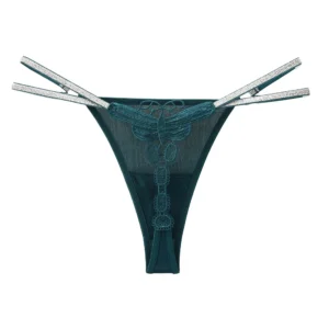 Quần Lót Lọt Khe Sexy Họa Tiết Bướm Gợi Cảm Thanh Lịch Quần Chip Nữ Phối Dây Lấp Lánh Quyến Rũ Dễ Thương - T359 Xanh Ngọc