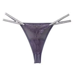 Quần Lót Lọt Khe Sexy Họa Tiết Bướm Gợi Cảm Thanh Lịch Quần Chip Nữ Phối Dây Lấp Lánh Quyến Rũ Dễ Thương – T359 Tím