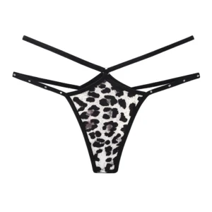 Quần Lót Lọt Khe Sexy Dây Cạp Chéo Đính Đá Lấp Lánh Gợi Cảm Thanh Lịch Quần Chip Nữ Da Báo Quyến Rũ - T363 Đen