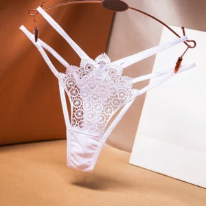Quần Lọt Khe Cạp Cao Phối Họa Tiết Sexy Gợi Cảm Quần Lót Nữ Ren Mỏng Sang Trọng Quyến Rũ - T348 Trắng