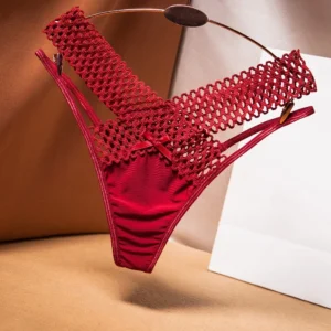 Quần Lót Sexy Phối Ren Cạp Chéo Quyến Rũ Dễ Thương Chip Nữ Cao Cấp Lụa Băng Mềm Mịn Co Giãn Tốt - T349 Đỏ
