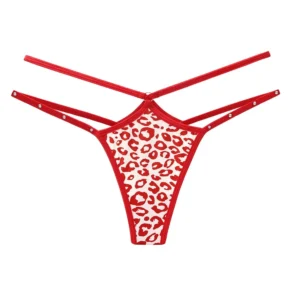 Quần Lót Lọt Khe Sexy Dây Cạp Chéo Đính Đá Lấp Lánh Gợi Cảm Thanh Lịch Quần Chip Nữ Da Báo Quyến Rũ - T363 Đỏ