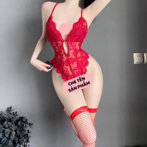 Bodysuit Ren Phối Nơ Sau Đáng Yêu Quyến Rũ Đồ Lót Liền Thân Xẻ V1 Gợi Cảm Tinh Tế - N509 Đỏ