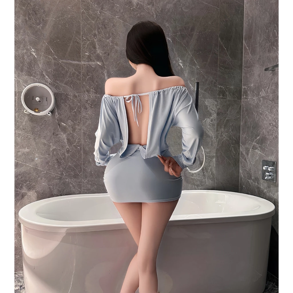 Set Đầm Body Trễ Vai Hở Lưng Siêu Xinh Quyến Rũ Váy Ngủ Tiểu Thư Dài Tay Ôm Hông Gợi Cảm Thanh Lịch - N298 Xanh Dương 13 vn 11134207 81ztc mmbnw9tsczr7a3