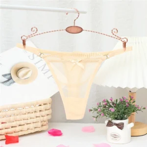Quần Lót Nữ Lọt Khe Cotton Phối Nơ Siêu Xinh Quyến Rũ Quần Chip Ren Mềm Mịn Dễ Thương - T318 Nude