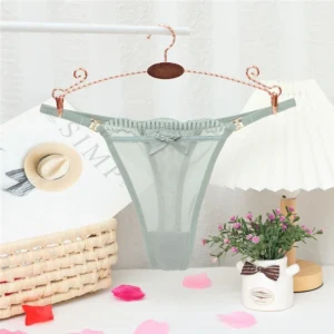 Quần Lót Nữ Lọt Khe Cotton Phối Nơ Siêu Xinh Quyến Rũ Quần Chip Ren Mềm Mịn Dễ Thương - T318 Xanh Lá
