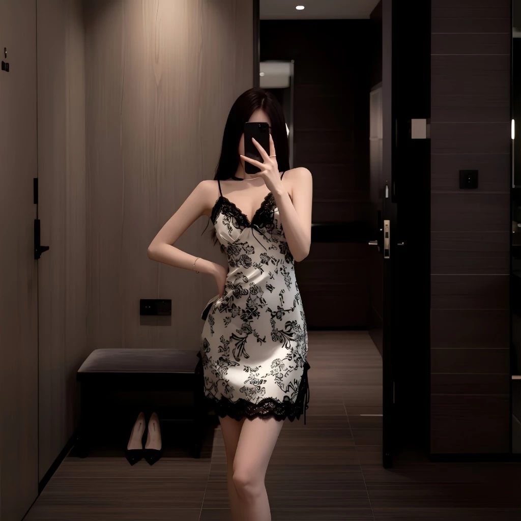 Đầm Ngủ Cổ Chữ V Chất Lụa Phối Ren Gợi Cảm Duyên Dáng Váy 2 Dây Mặc Nhà Dáng Ôm Quyến Rũ Thanh Lịch - N254 1 Đầm Ngủ Cổ Chữ V Chất Lụa Phối Ren Gợi Cảm Duyên Dáng Váy 2 Dây Mặc Nhà Dáng Ôm Quyến Rũ Thanh Lịch - N254