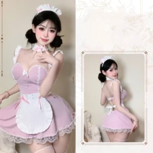 Váy Ngủ Cosplay Hầu Gái Maid Cao Cấp Có Gọng Nâng Ngực Quyến Rũ Set Hoá Trang Nàng Hầu Anime Xinh Yêu - N579 Hồng