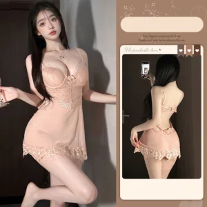 Váy Ngủ Ren Mềm Mịn Có Đệm Lót Gợi Cảm Cao Cấp Đầm 2 Dây Kèm Chip Mặc Nhà Hở Lưng Quyến Rũ Tinh Tế - N291 Nude