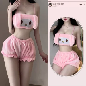 Bộ Đồ Ngủ Bé Thỏ Bông Dễ Thương Gợi Cảm Set Cosplay Cinnamoroll Mặc Nhà Siêu Sexy Đáng Yêu - N187 Hồng