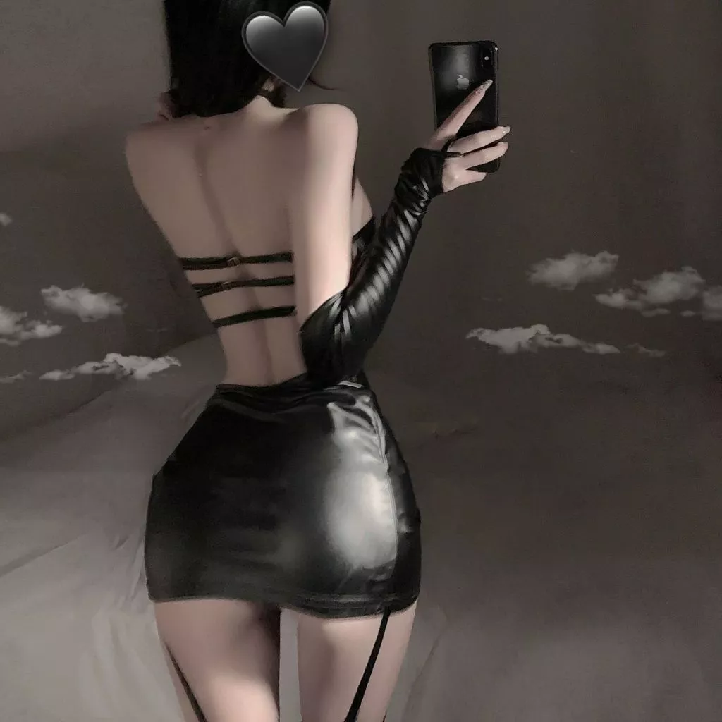 Váy Ngủ Ôm Body Da PU Kèm Găng Tay Siêu Hot Gợi Cảm Đầm Đi Bar Club Cúp Ngực Hở Lưng Đen Quyến Rũ - N251 11 vn 11134207 7r98o lybuo8o1kdal45