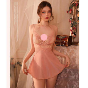 Váy Ngủ Ren Xuyên Thấu Mềm Mịn Có Gọng Nâng Ngực Gợi Cảm Đầm Mặc Nhà Hở Lưng Tặng Quần Lót Lọt Khe Quyến Rũ - N177 Hồng